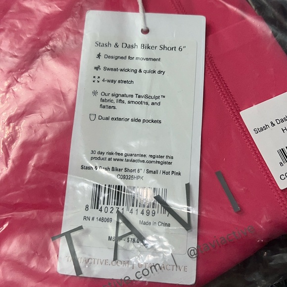 TAVI STASH & DADH BIKER SHORTS HOT PINK NWT - Picture 5 of 6